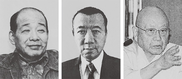 山崎正友（左）・大草一男（中央）・阿部日顕（右）