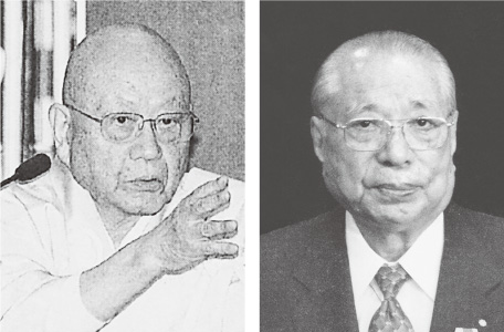（左）第67世阿部日顕貫首、（右）学会第3代会長 池田大作