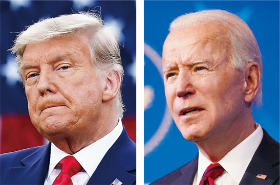 (左)トランプ前大統領 (右)バイデン米大統領