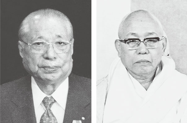 学会第3代会長 池田大作（左）第66世細井日達貫首（右）