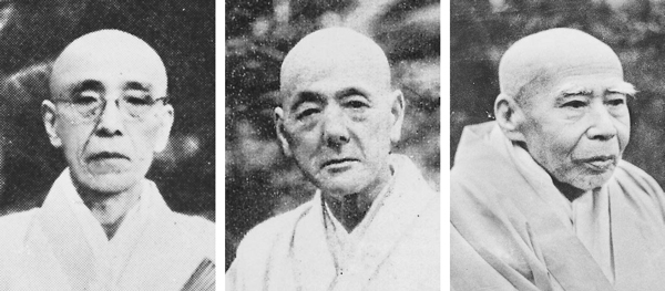 (左)第65世・日淳上人　(中)第64世・日昇上人　(右)第59世・日亨上人