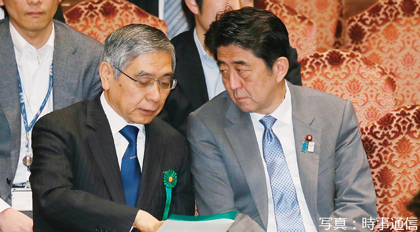 悪政「アベノミクス」を押し進めた安倍晋三（右）と黒田東彦